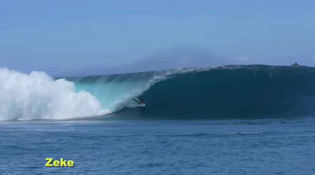 Jacob Zeke Szekely surfing Teahupo'o Tahiti