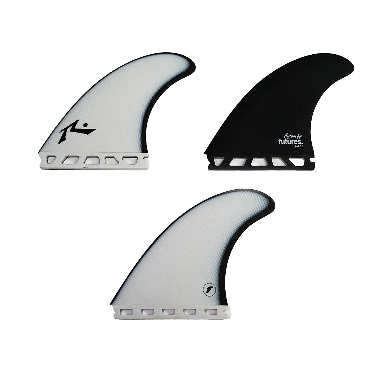Picture of Rusty x Futures custom thruster fin set with inside foil - Rusty Surfboards