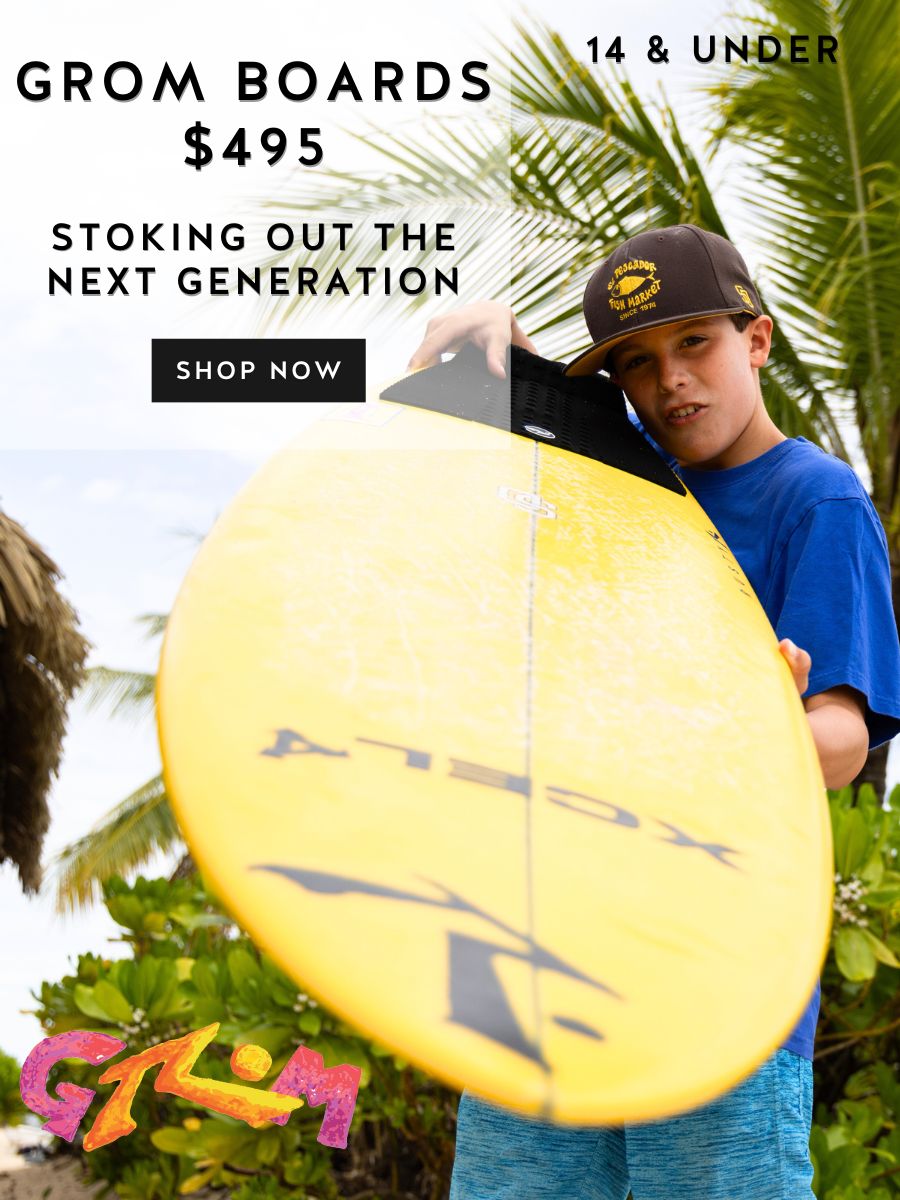 Picture of Cortez Jernigan with his Grom Surfboard - Rusty Surfboards - mobile