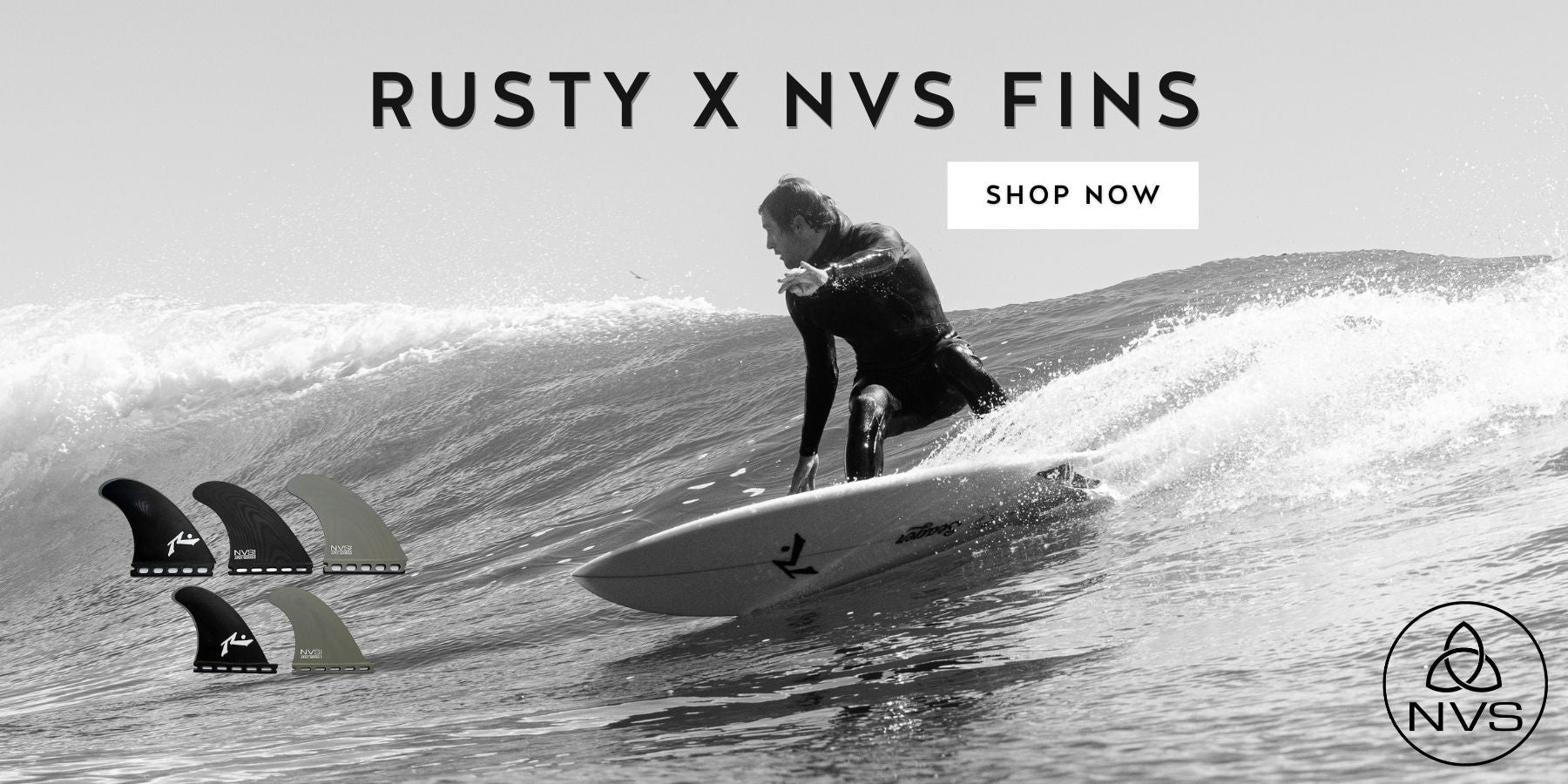 Picture of Tristan Sullaway turning his Rusty Surfboard on a wave using NVS X Rusty Fin Set