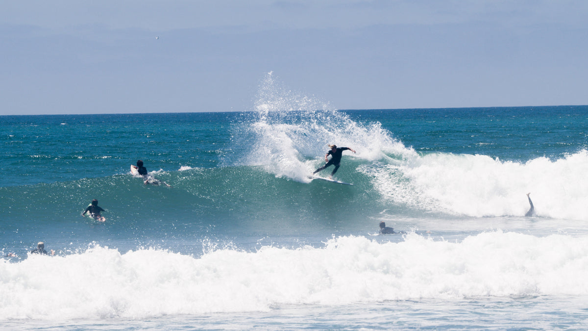 Letty Mortensen clearing traffic at Lower Trestles on The Deuce
