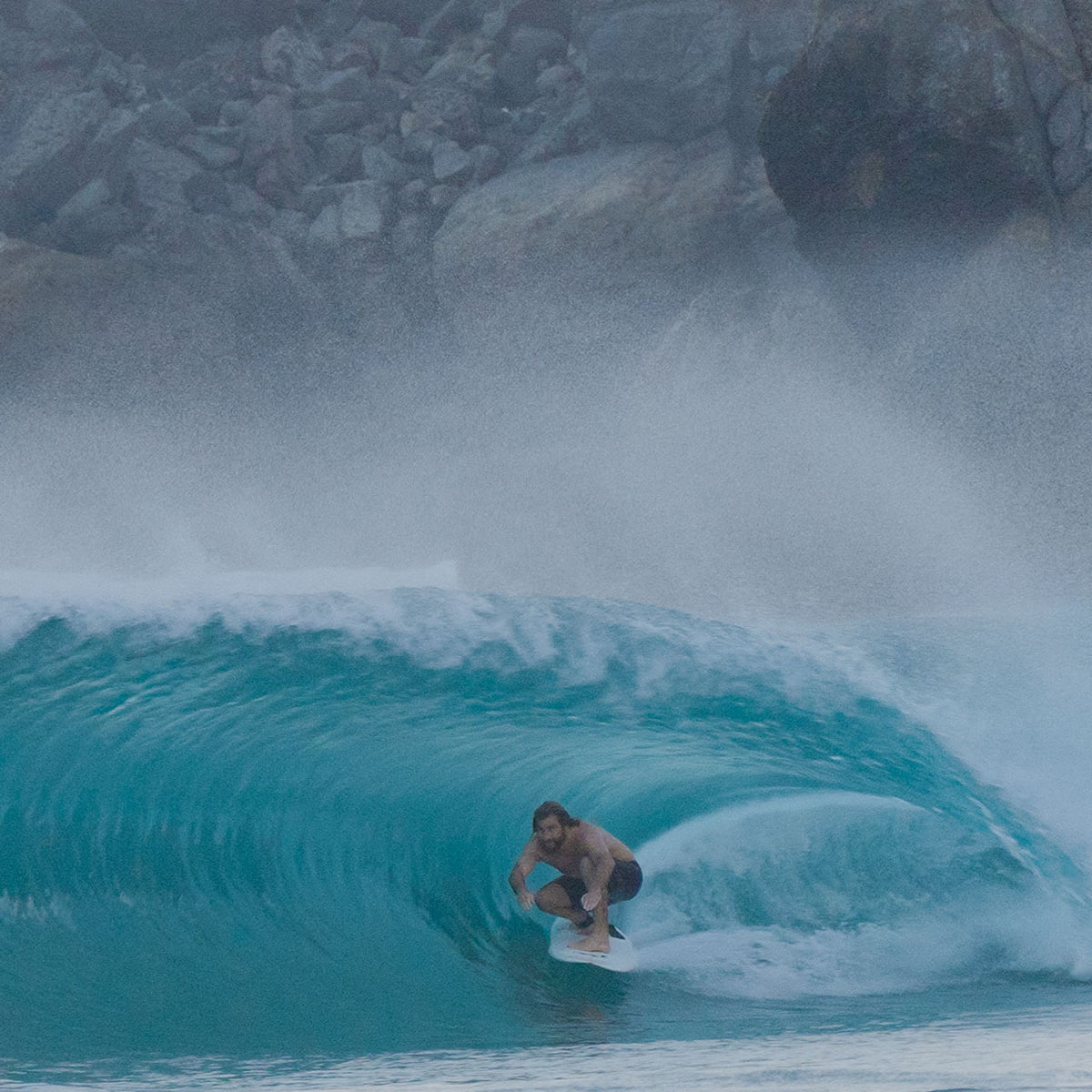 Wade Carmichael barreled in Mexico on 421 Fish - Rusty Surfboards