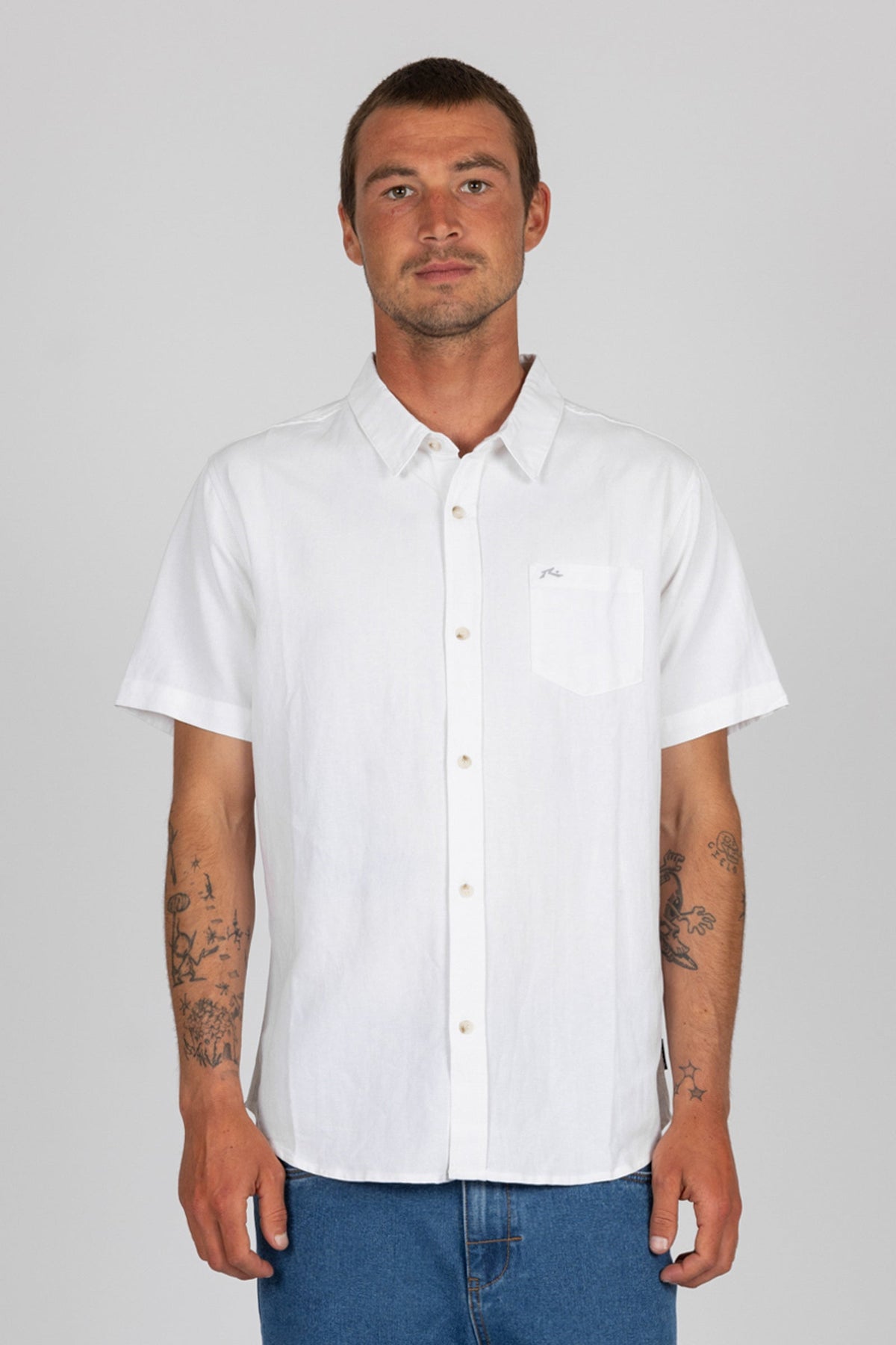 Rusty USA Baseline S/S Shirt White