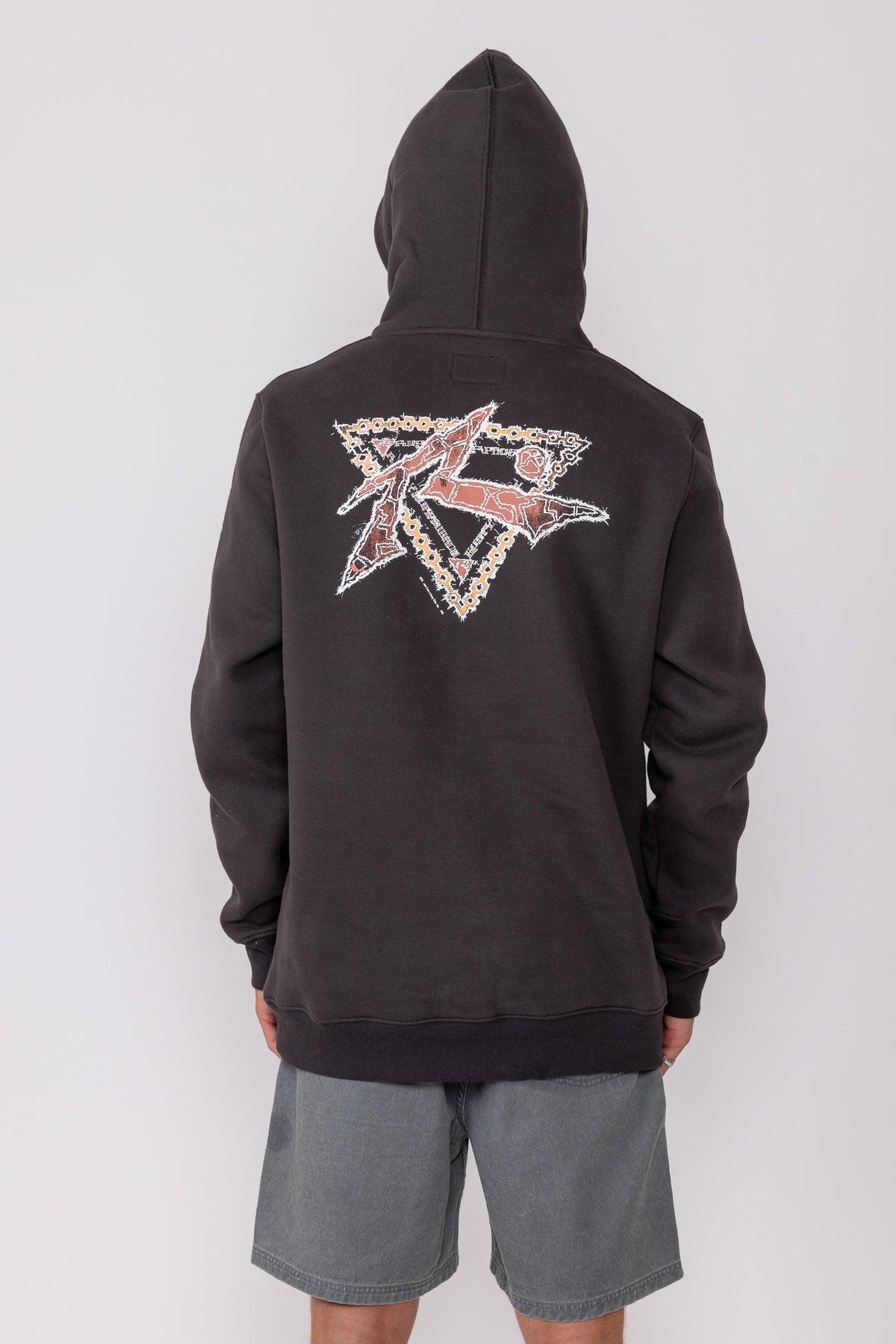 Rusty USA Chained Down Hooded Fleece WASHED BLACK