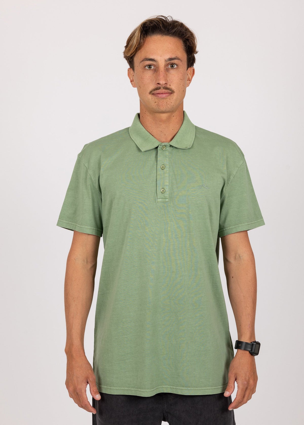 Rusty USA Comp Wash Short Sleeve Polo ARMY