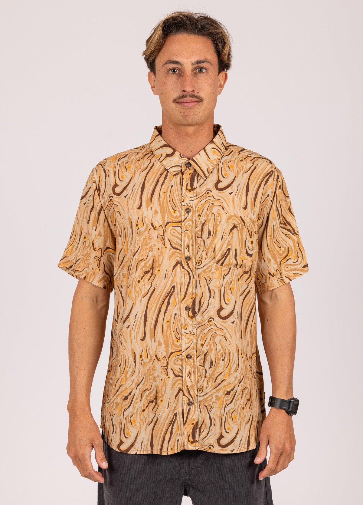 Rusty USA Frontside Ss Shirt CHOCOLATE