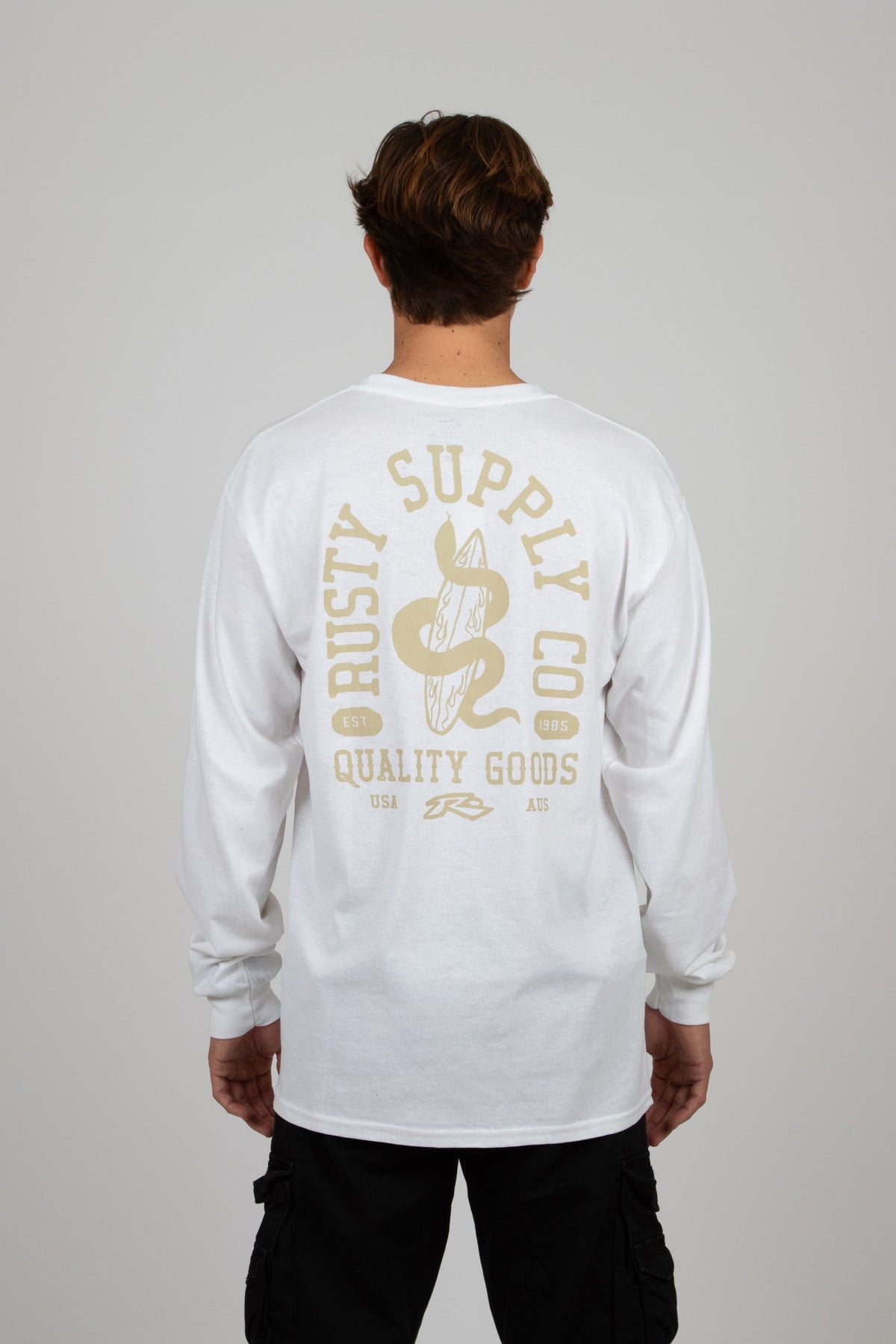 Rusty USA Nesian Ls Tee WHITE