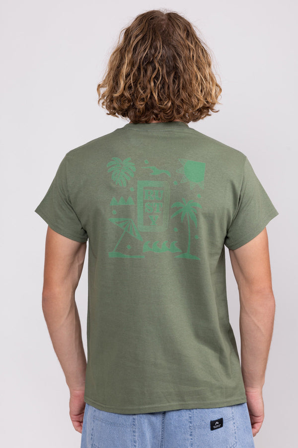 Rusty USA Tonal Island Ss Tee GREEN - Rusty Surfboards