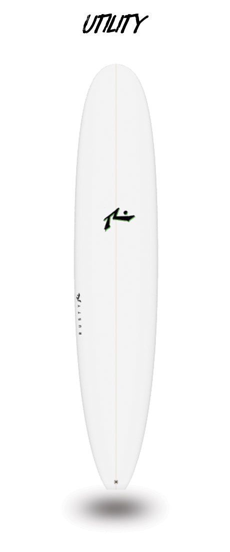 rusty custom Utility longboard surfboard