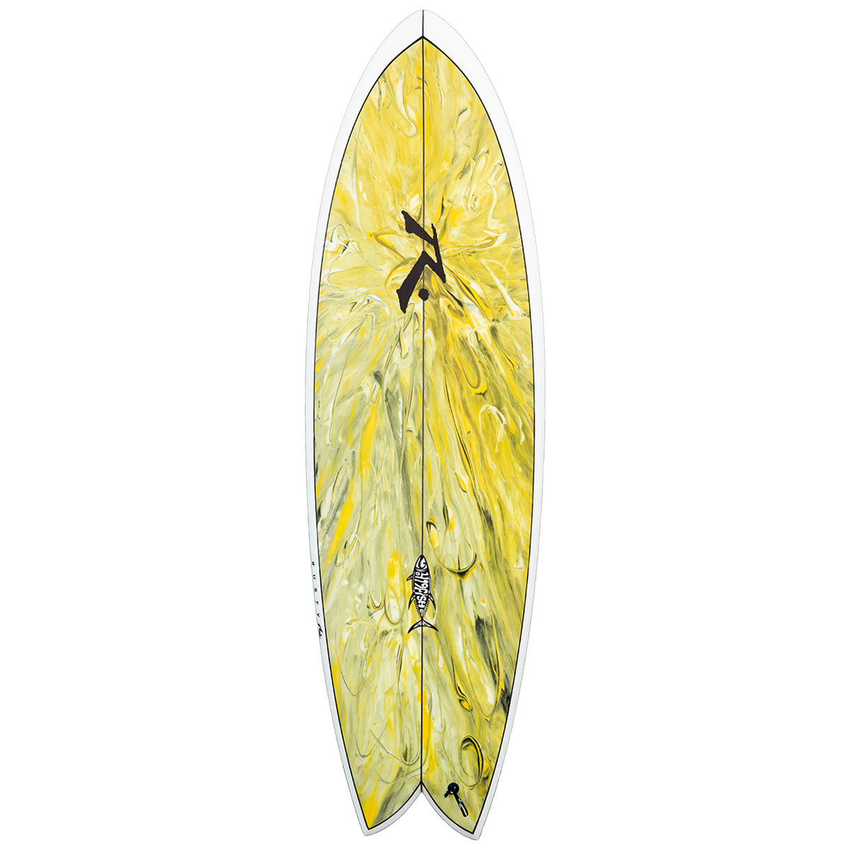419fish - Alternative - Rusty Surfboards - Top View - Gold Yellow Swirl