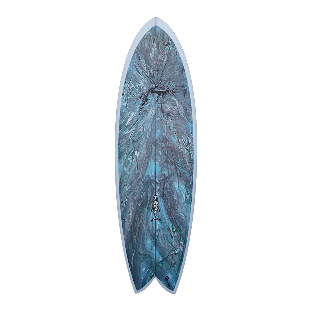 419fish - Alternative - Rusty Surfboards - Top View - Blue Marble Swirl