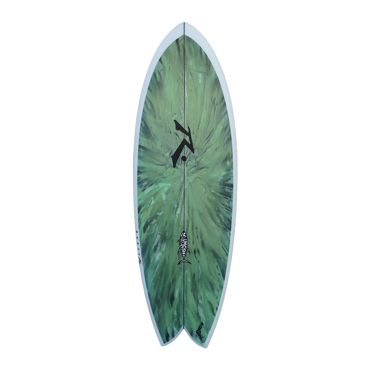 419fish - Alternative - Rusty Surfboards - Top View - Green Grey Swirl