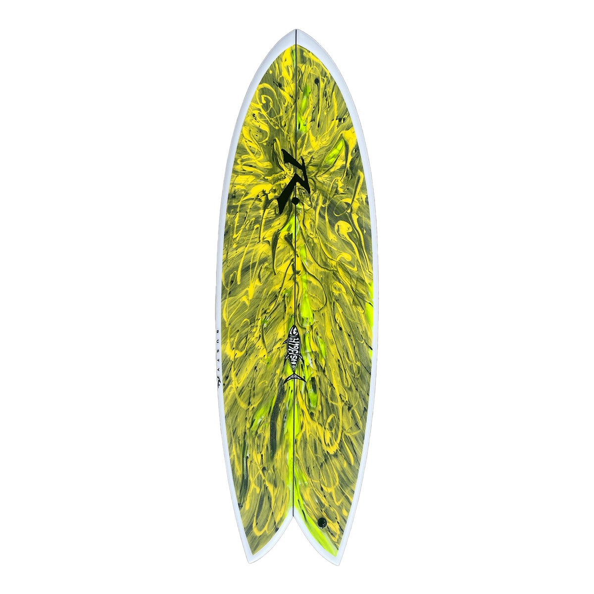 419fish - Alternative - Rusty Surfboards - Top View - Yellow Gold Swirl