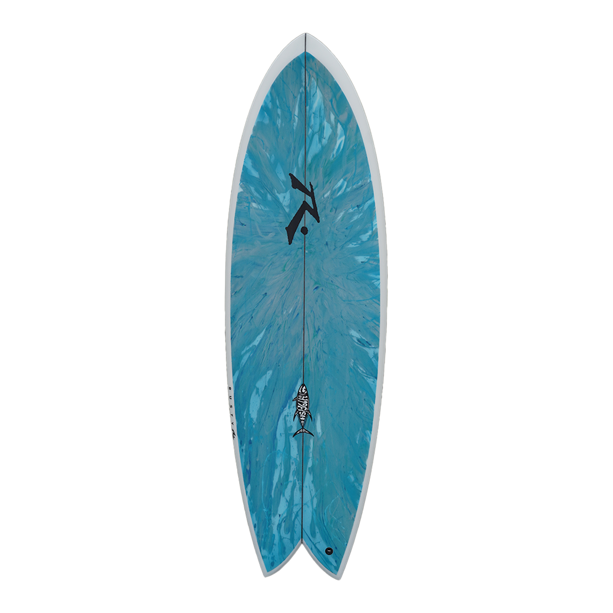 419fish - Alternative - Rusty Surfboards - Top View - Blue Green Swirl