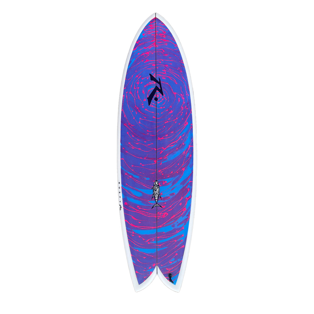 419fish - Alternative - Rusty Surfboards - Top View - Blue Pink Swirl