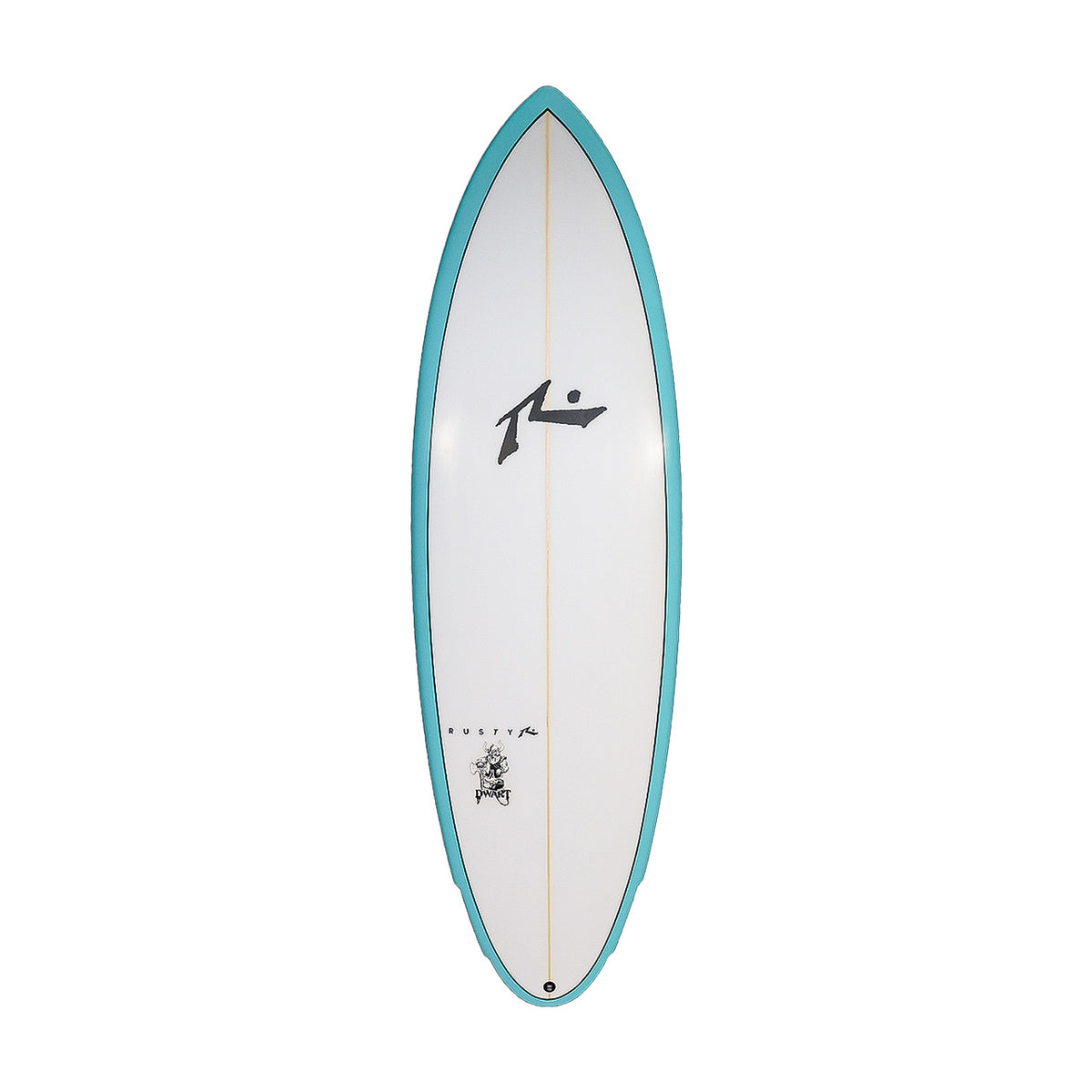 Dwart surfboard with blue rails - Rusty Surfboards In Stock