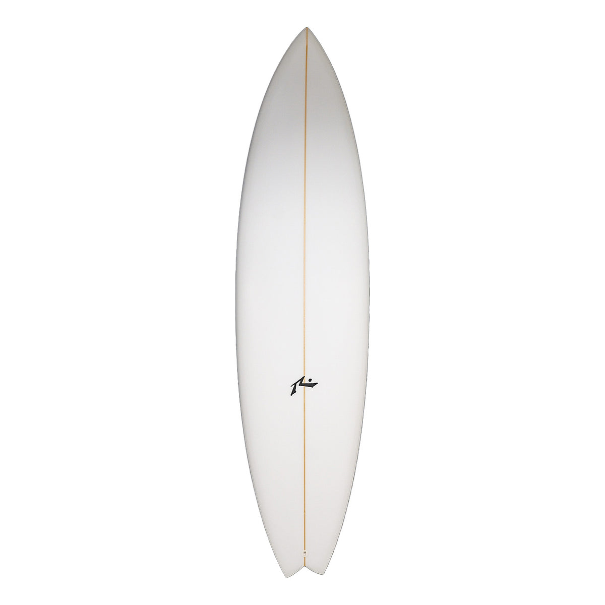 Rick Hamon custom with 5 fins and swallow tail - Deck View - Rusty Surfboards
