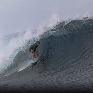 Tristan Sullaway with Rusty Fin Sets in Fiji and Chile.