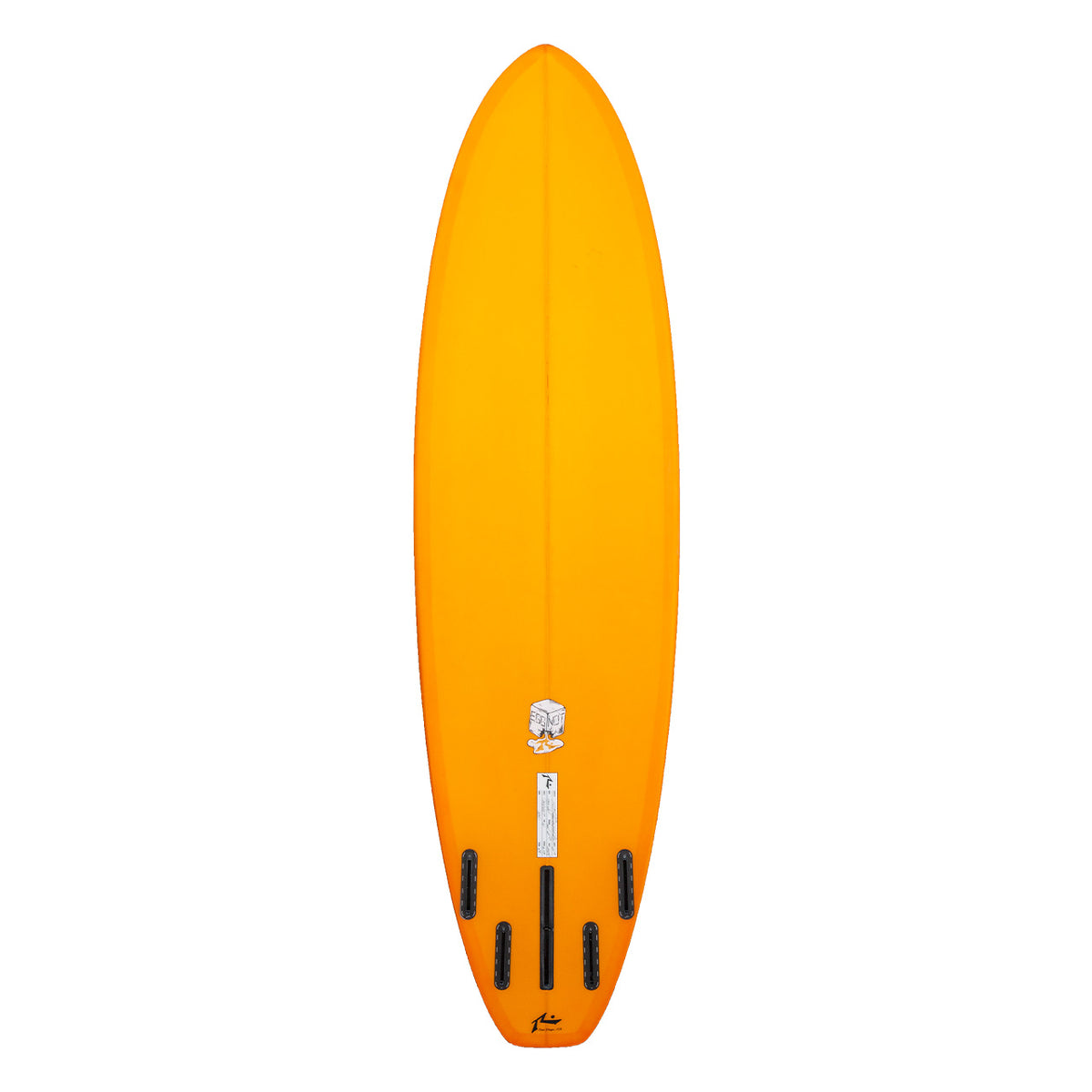 Egg Not - Made To Order - Mid Length - Orange - Bottom View - Rusty Surfboards