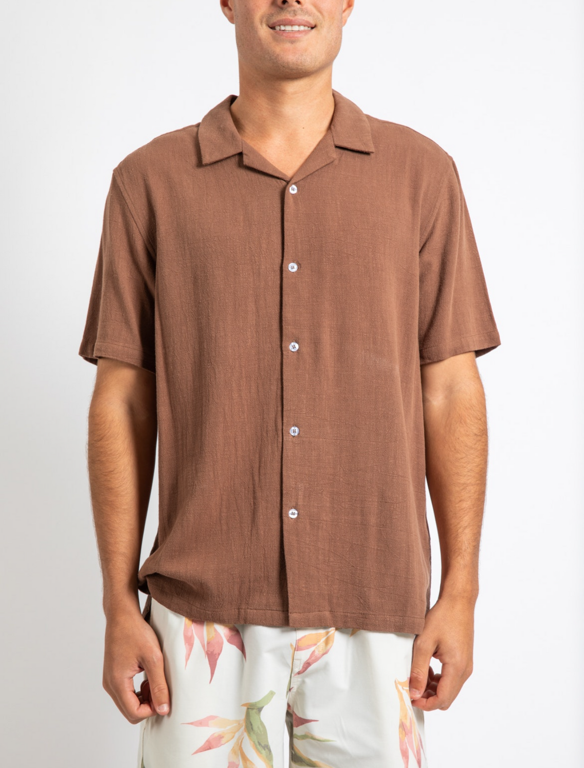 Rusty USA Rehash Short Sleeve Shirt - Brown BROWN